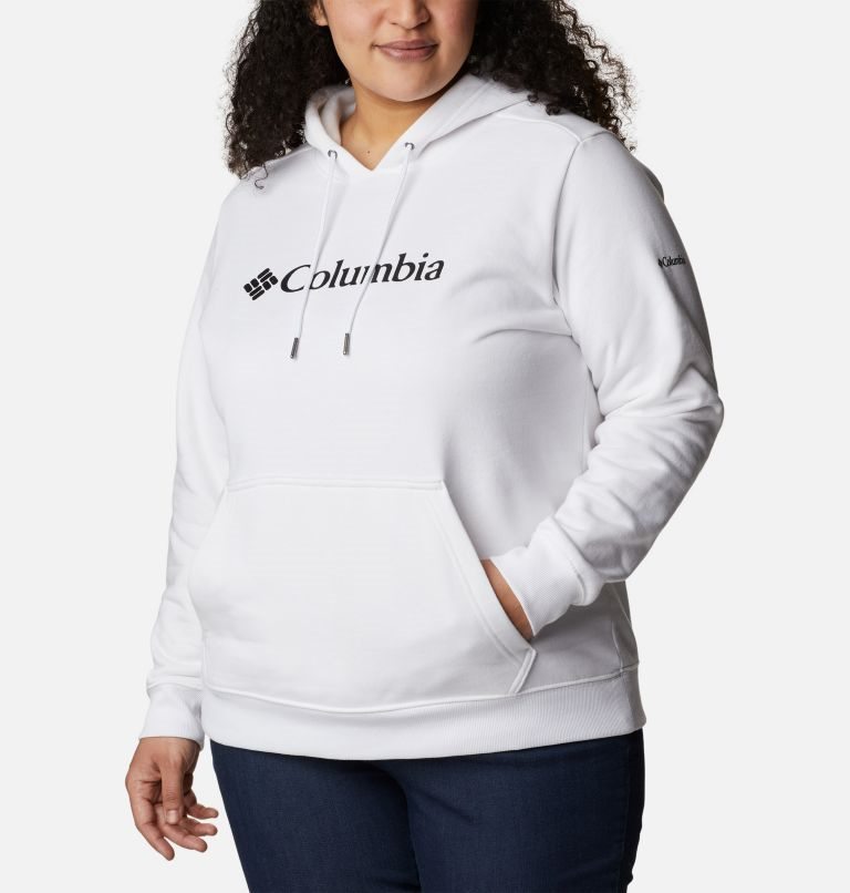 Women's Columbia Logo Hoodie White | Plus Size CA-D3615